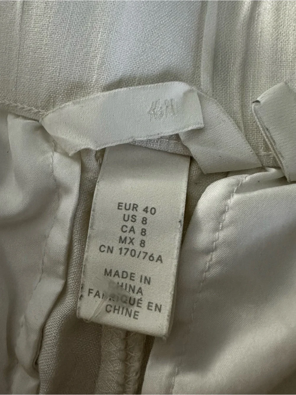 White Linen Blend Dress Pants